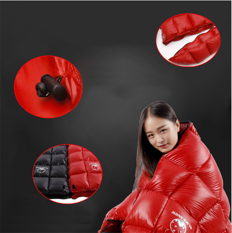 BLACK SNOW Outdoor camping adult white goose down sleeping bag hat is detachable winter and spring envelope style sleeping bag