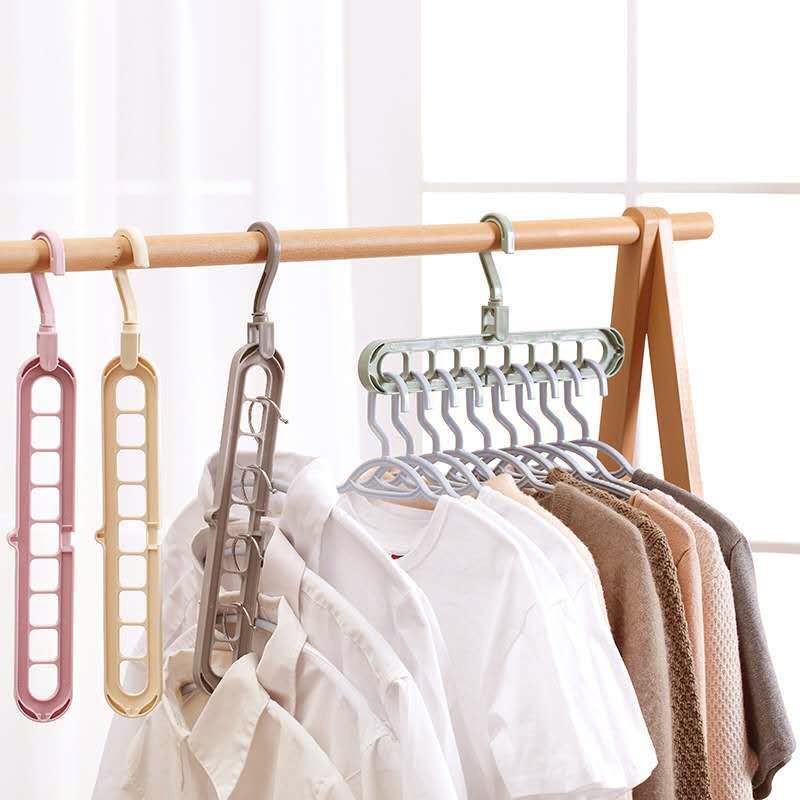 9 Holes Folding Clothes Hangers For Clothes Drying Rack Multi-function Clothes Rack Closet Organizer Space Saving Clothes Rack