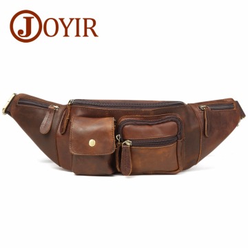 JOYIR Genuine Leather Men Bag Messenger Vintage Men Waist Bag Leather Waist Pack Fanny Pack Bum Bag Money Belt Bag Male 6375