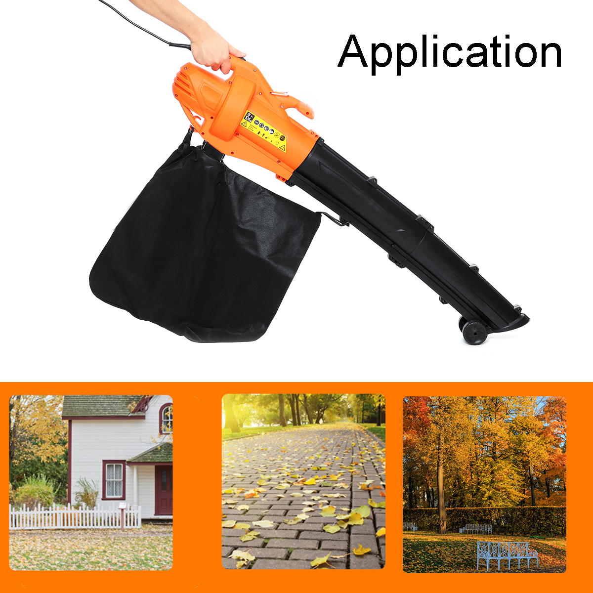 3000W 13000RPM Electric Blower Garden Powers Tools Leaf Crusher 6 Speed Control High Powers Blowing Dual Use 30L Storage Bag