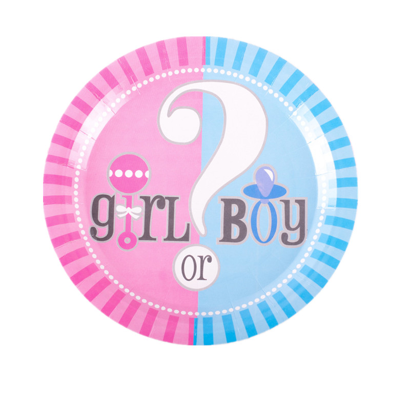 Gender Reveal Disposable Tableware Set Baby Shower Boy Or Girl Plate Napkin Tablecloth Gender Reveal Party Decorations Supplies