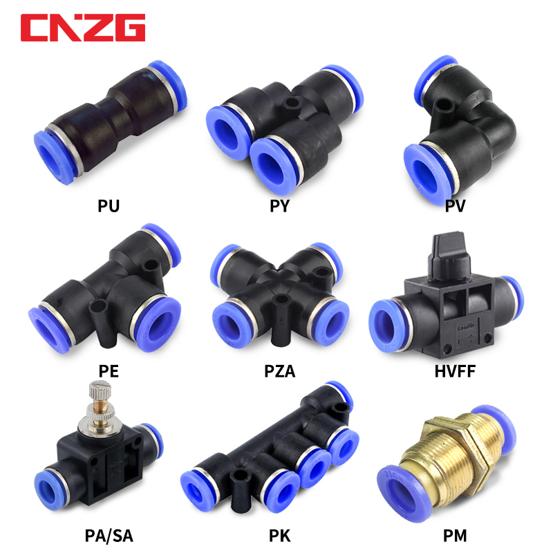 Pneumatic Fitting Tube Connector Fittings Air Quick Water Pipe Push In Hose Quick Couping 4mm 6mm 8mm 10mm 12mm PU PY PK