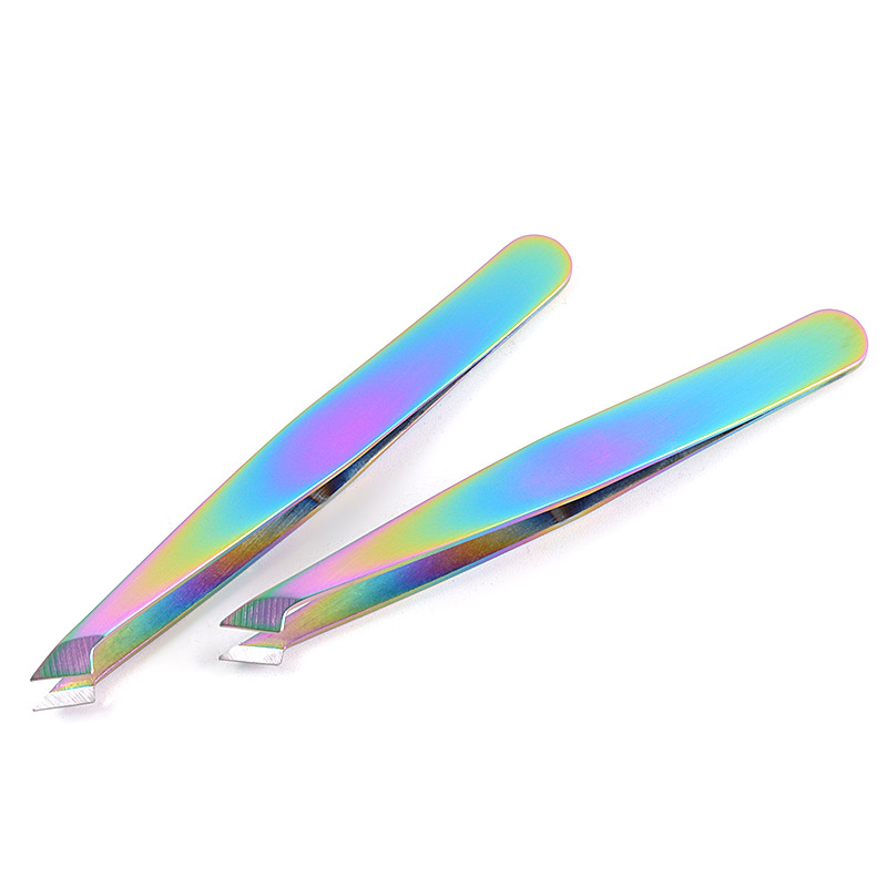Chameleon Colorful Eyebrow Tweezer Stainless Steel Makeup Tool Incline Tip Hair Remover Cosmetic Eyebrow Clip Beauty Care Tool