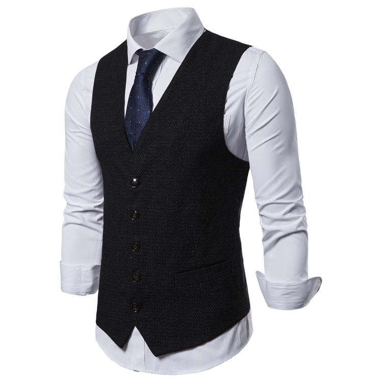 Men Suit Vest Europe Size 2019 Spring Autumn Business Casual V-neck Vest for Men Waistcoat