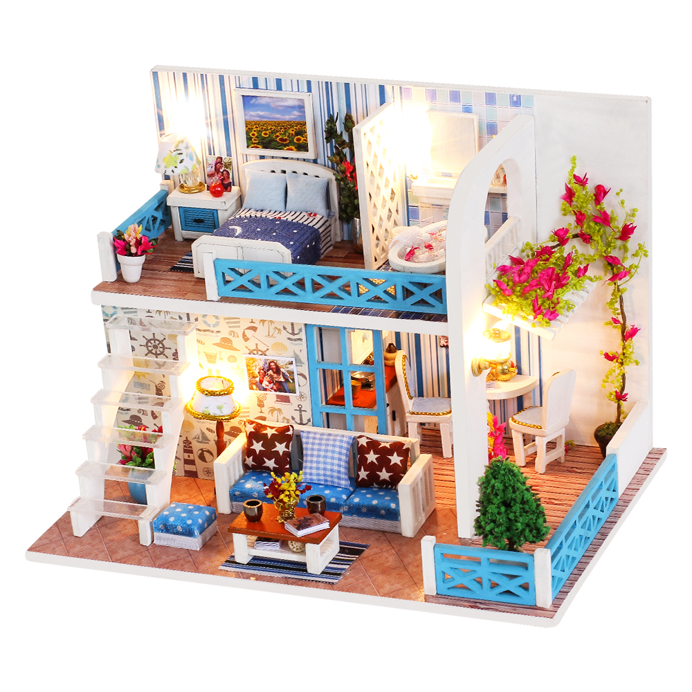 CUTEBEE DIY Dollhouse Wooden doll Houses Miniature Doll House Furniture Kit Casa Music Led Toys for Children Birthday Gift A68D