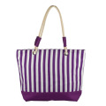 Modern Large Purple Stripes Women Beach Bag