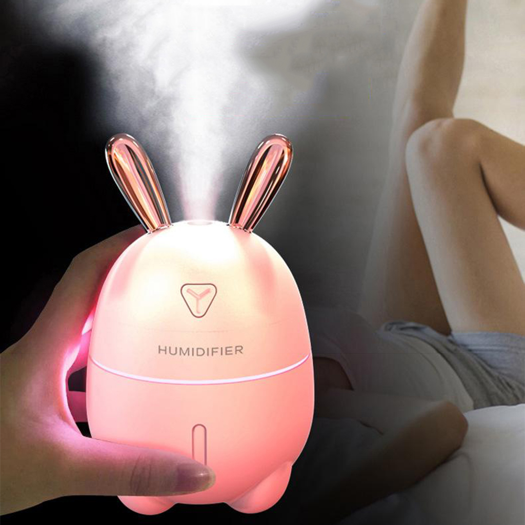 Air Humidifier Cute Rabbit 300ML Quiet 7 Color Night Light Aroma Essential Oil Diffuser Air Purifier Mist Maker for Home Office