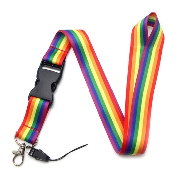 1Pc Gay Pride Rainbow Lanyards With Keychain Cool Phone Strap For USB Name ID Bus Pass Card Badge Holder Office Supplies