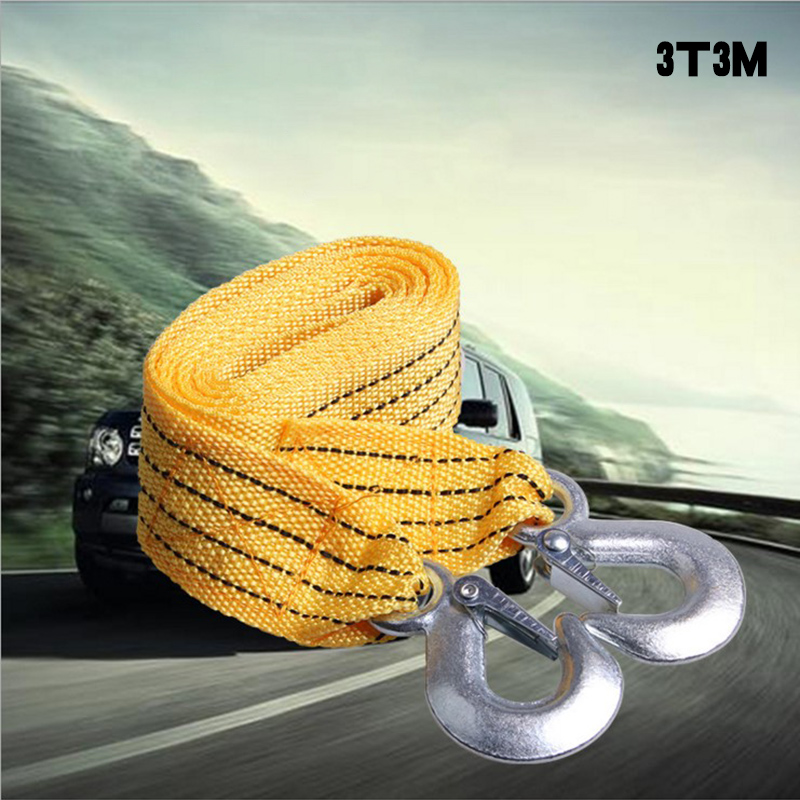 Car Tensioning Belts 3 Ton 3 Meters Tow Rope Traction Hauling Rope Emergency Leash Portable Vehicle Tool
