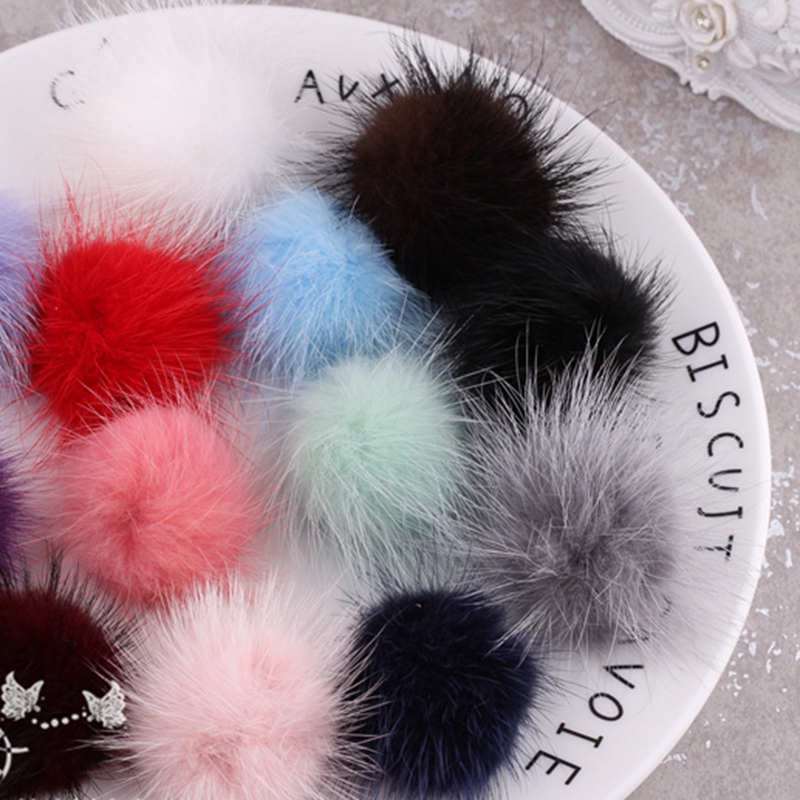 5pc 4cm Mink Pompoms Fur balls for Sewing On knitted beanies keychain and scarves shoes Hats earring fur pom pom DIY Accessories