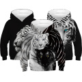 4-12 Years Boys Hooded Sweatshirt Spring 3D Print Tiger And Wolf Hooded Coats For Boys Kids Teens Clothing Children outerwear