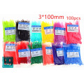 100pcs 3*100mm Cable Tie Colorful Self-Locking Nylon Wiring Accessories