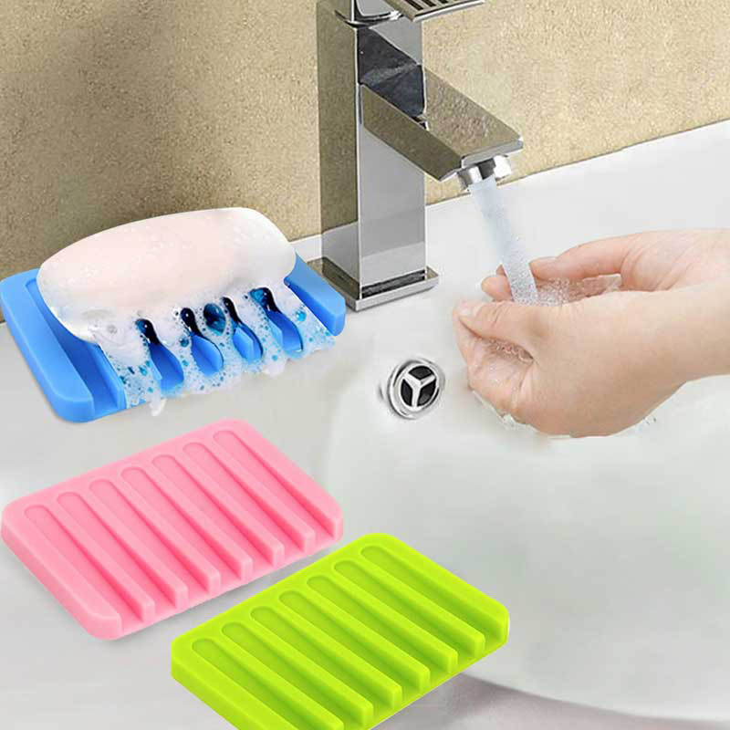 1Pc Self-adhesive Soap Box Soap Dish Sponge Storage Holder Wall Mount Soap Rack Bathroom Organizer Kitchen Accessories