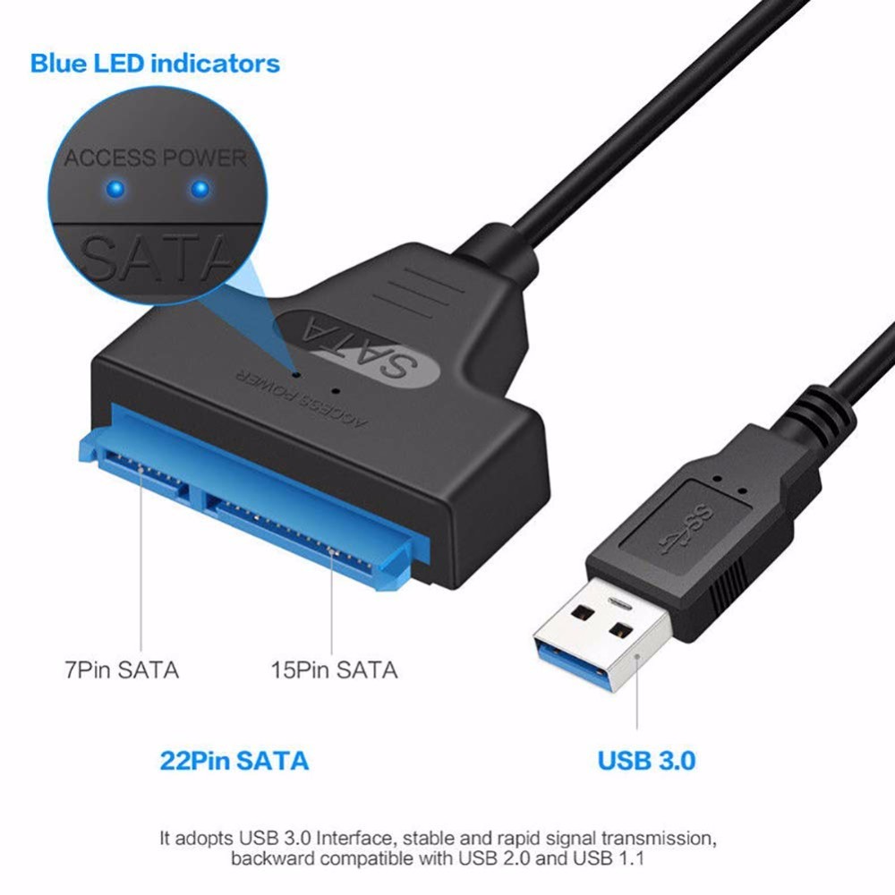 USB 3.0 SATA 3 Cable Sata to USB Adapter Up to 6 Gbps Support 2.5 Inches External SSD HDD Hard Drive 22 Pin Sata III Cable