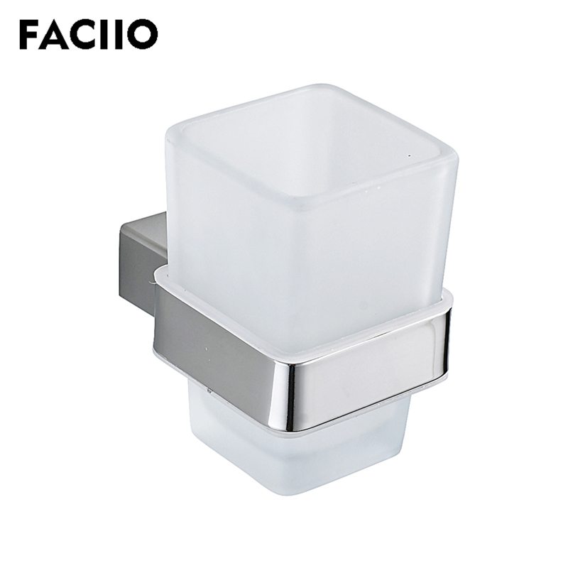 FACIIO Bathroom Toothbrush Cup Holder with Glass Cup Wall Mounted Tooth Tumbler Holders Metal Holders Bathroom Accessories 5458