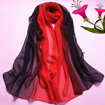 Woman Autumn Winter Scarves Gradient Color Long Wrap High Quality Chiffon Shawl Scarves Lady Silk Scarf #YL5