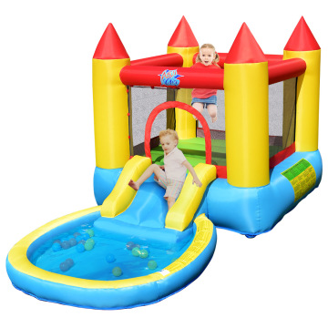 Inflatable Bounce House Kids Slide Jumping Castle Bouncer w/ balls Pool & Bag