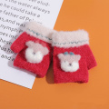 Christmas Baby Half Finger Gloves For Kids Winter Warmer Mittens Outdoor Girls Boy Woolen Mitten Infant Cartoon Deer Glove 0-3Y