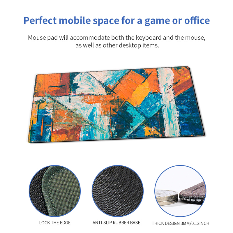 DIY Abstract Large Mouse Pad Color Non-Slip Keyboard Pad Rubber High Density Seam 90*40cm Game Pad Table Mat