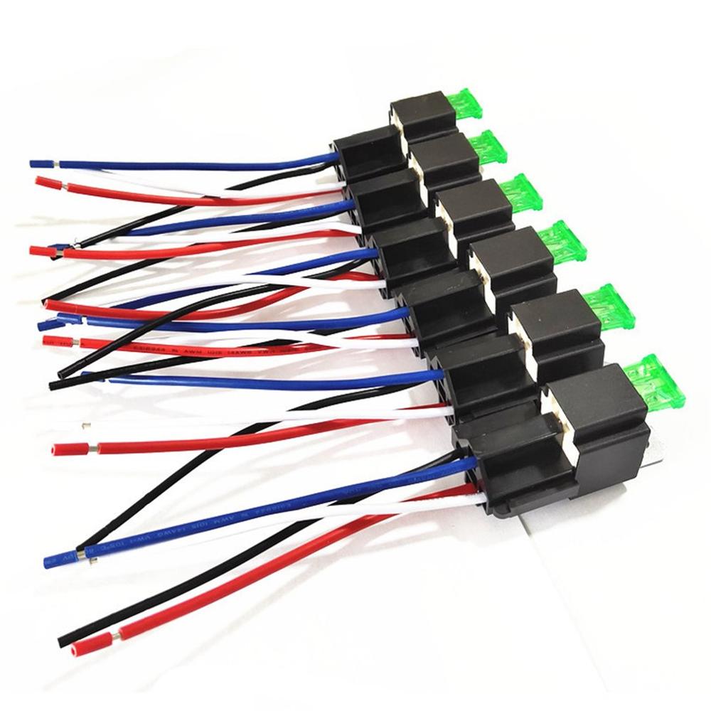 6 Set Auto Fused On/Off Relays DC12V 30A 4 Pin/6 Pin Electronic Relay Car Automotive Relay with Insurance Film