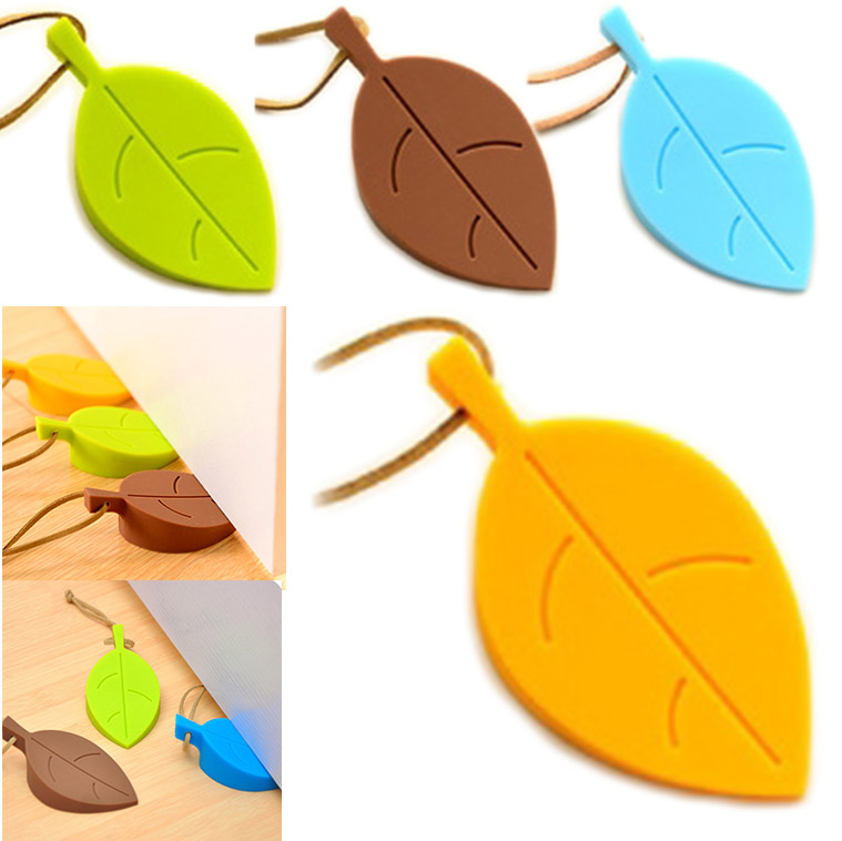 Cute cartoon silicone leaf style door suction silicone leaf door stop child safety baby home decoration door stop door holder