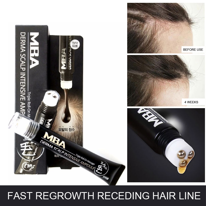 Hair Line Growth Serum Derma Scalp Intensive Ampoule Triple Roll Massager Fast Hair Regrow Hair Loss Essence