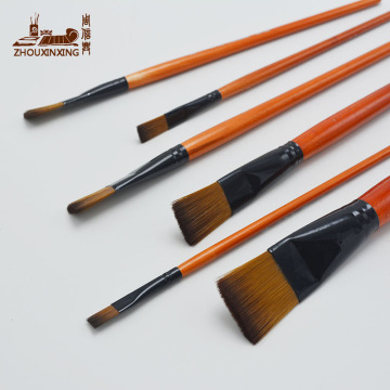 6pcs/Set Watercolor Gouache Painting Pen Nylon Hair Orange short Wooden Handle paintbrush Set Drawing Materials Art Supplies
