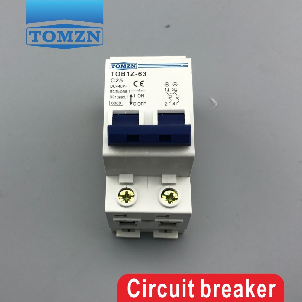2P 25A DC 440V Circuit breaker MCB C curve