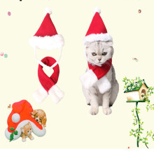 2Pcs/Set Fashion Lovely Pet Cat Dog Santa Hat + Scarf Christmas Xmas Red Holiday Costume Apparel Pet Accessories Cats Dogs Gift