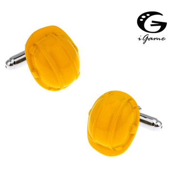 iGame Safety Helmet Cuff Links Novelty Hat Design Yellow Color Brass Material Free Shipping