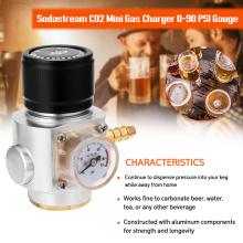 Sodastream CO2 Mini Gas Regulator CO2 Charger Kit Bar Tool 0-90 PSI Gauge for European Soda stream Beer Kegerator