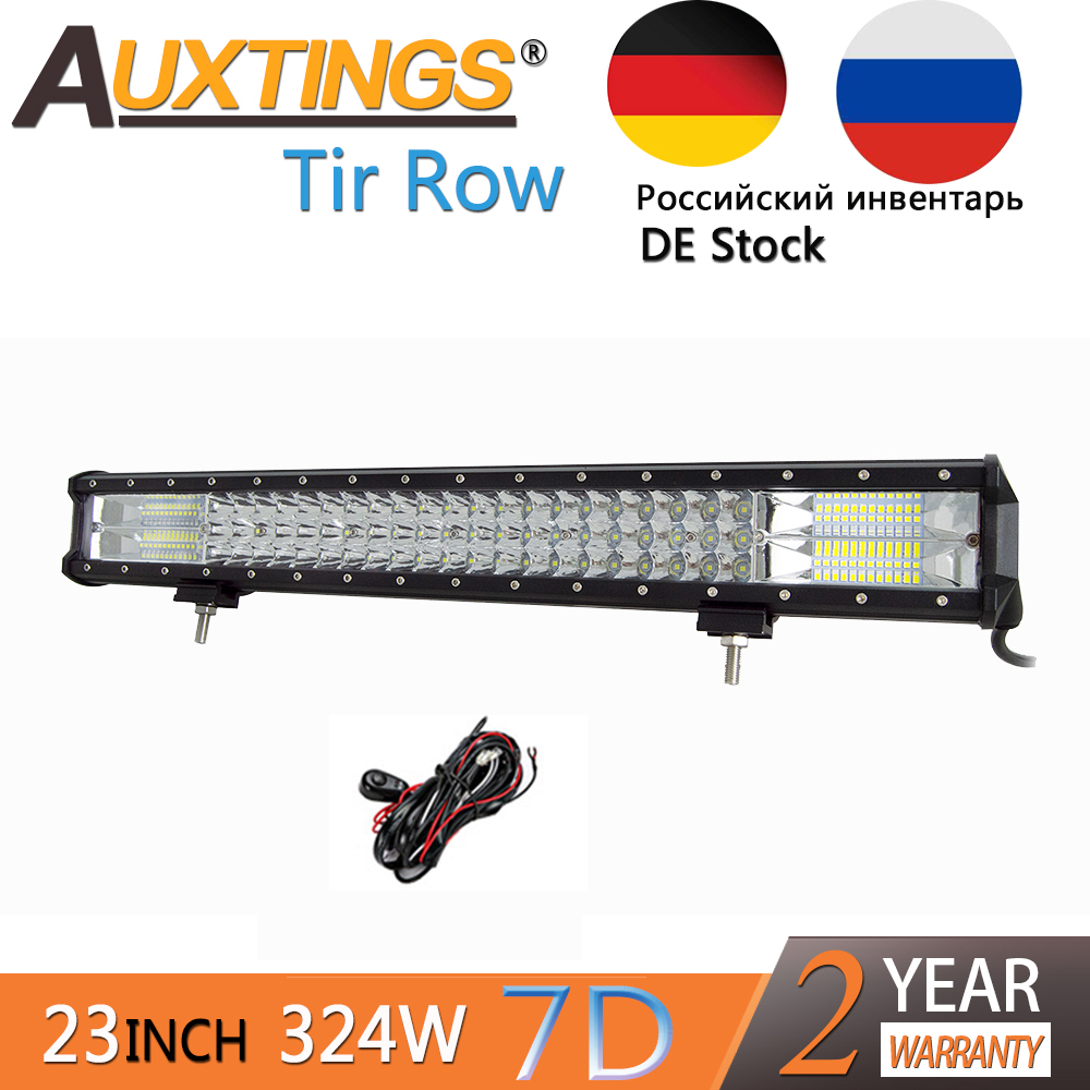 Auxtings 23in 324W Tri-Row LED Light Bar 22'' Offroad Led Bar Combo Beam Led Work Light Bar for Truck SUV ATV 4x4 4WD 12v 24V