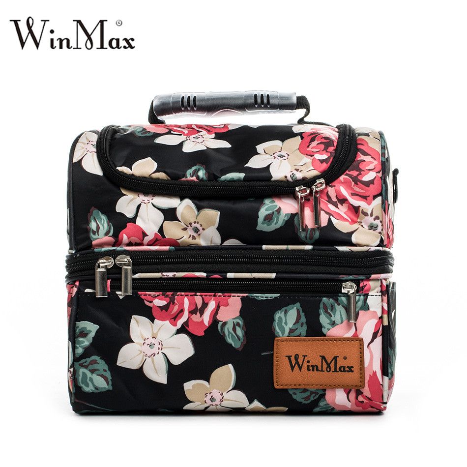Winmax Brand Thicken Two Layer Cooler Lunchbox Insulated Thermal Food Fresh Wine Picnic Cooler Bag Tote Handbags Women Lunch Bag