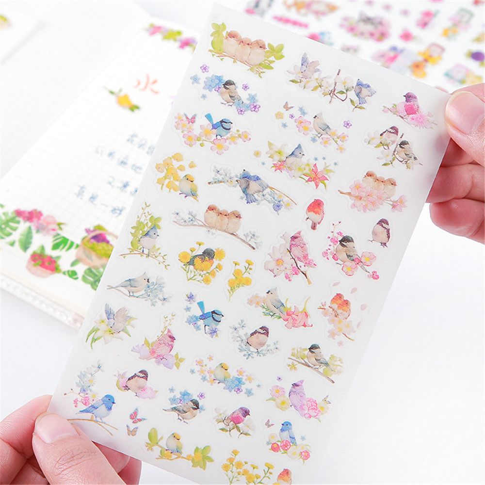 6 Sheets Cute Flowers Cat Paper Stickers DIY Scrapbooking Notebook Diary Photo Decorations Kawaii Stationery Label Stickers Gift