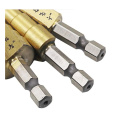 High quality HSS steel Titanium coated 3/16-1/2 1/4-3/4 1/8-1/2 Inch Step Drill Bit Inch Type 1/4 Inch Shank Step Drill