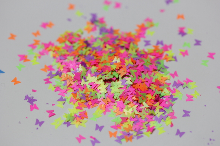 Neon Solvent Resistant Butterfly Glitter Spangles for nail art and Other DIY decoration