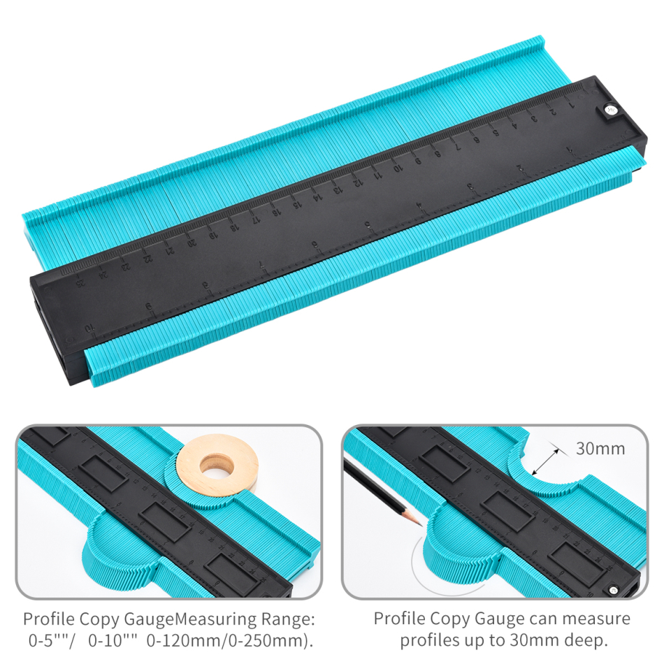 3 Pcs 5 inch 10 inch 20 inch Shape Contour Gauge Duplicator Plastic Profile Copy Gauge Wood Marking Tiling Laminate Tools