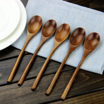 Spoons Wooden Soup Spoon 5 Pieces Eco Friendly Tableware Natural Ellipse Wooden Ladle Spoon Set for for Eating Mixing Stirring