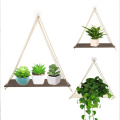 Wood Swing Hanging Rope Wall Mounted Shelves Plant Flower Pot Rack indoor outdoor decoration simple design Shelves Home Decor