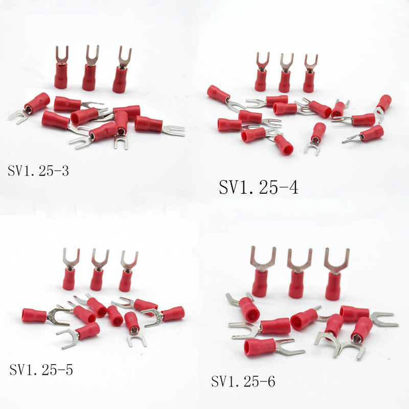 50pcs/2pcs SV1.25-3/4/5/6/8 Furcate Terminal Cable Wire Connector Insulated Wiring Terminals electrical Lug crimp terminal