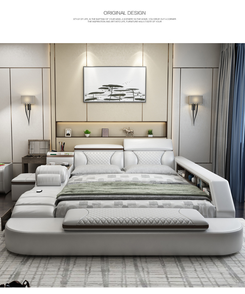 Smart bed frame camas bedroom furniture кровать двуспальная lit beds سرير muebles de dormitorio мебель bedroom set cama de casa