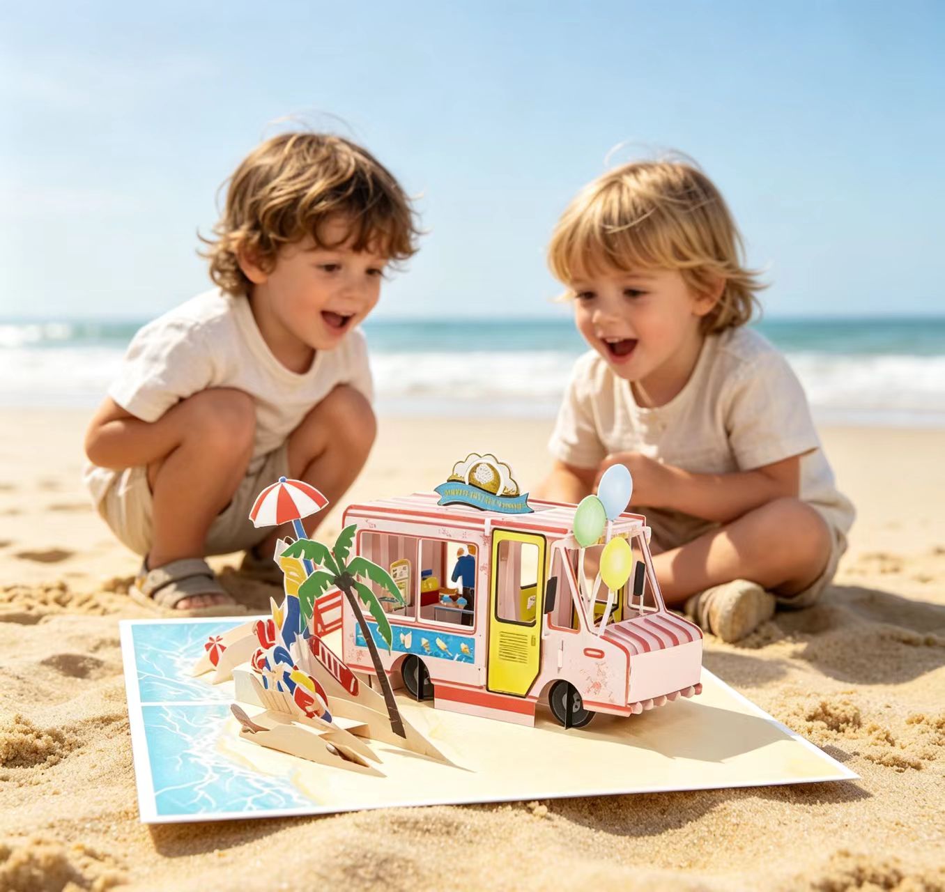 3d pop up ice cream truck greeting card
