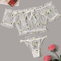 Lingerie Set Women Embroidery Lace Bowknot Strapless Thong Set Sleepwear Pajamas Lingerie American Clothing нижнее белье женское