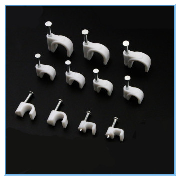 100pcs Cable fixed 4mm Flat or Round or CCircle Path cable clips with Nail, Wire U Circle Cable Clamp with Nail