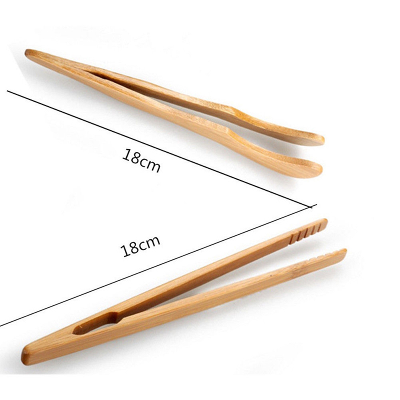 18x3cm Bamboo Wood Tea Tongs Food Toast Bacon Sugar Tea Tongs Salad Clip Tweezer Cooking Utensil Gadget Kitchen Tool