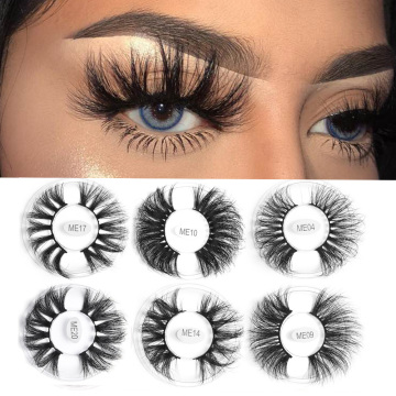 1 Pair 25MM Faux Mink False Eyelashes Handmade Cruelty-free Thick Long Dramatic Fluffy Wispies Fake Lashes Extension Makeup Tool