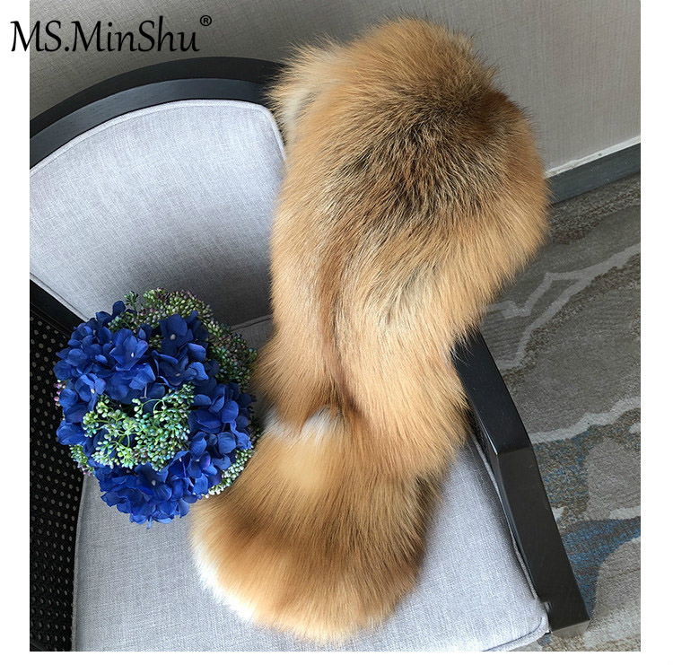 Fox Fur Scarf Luxury Big Fox Skin Scarf Natural Fox Fur Stole Genuine Fox Fur Shawl Pocket Fashion Evening Dress scarves women