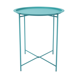 Metal Folding Round Side Table with Removable Tray