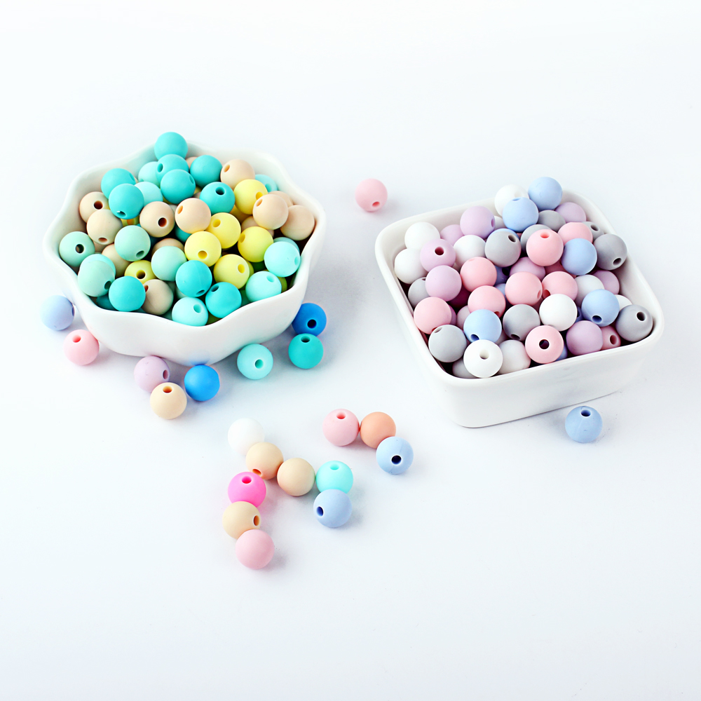 Keep&Grow 1000pcs Silicone Beads 9mm Food Grade Baby Teething Beads DIY Nursing Bracelet Pearl Silicone Tiny Rod Baby Teether