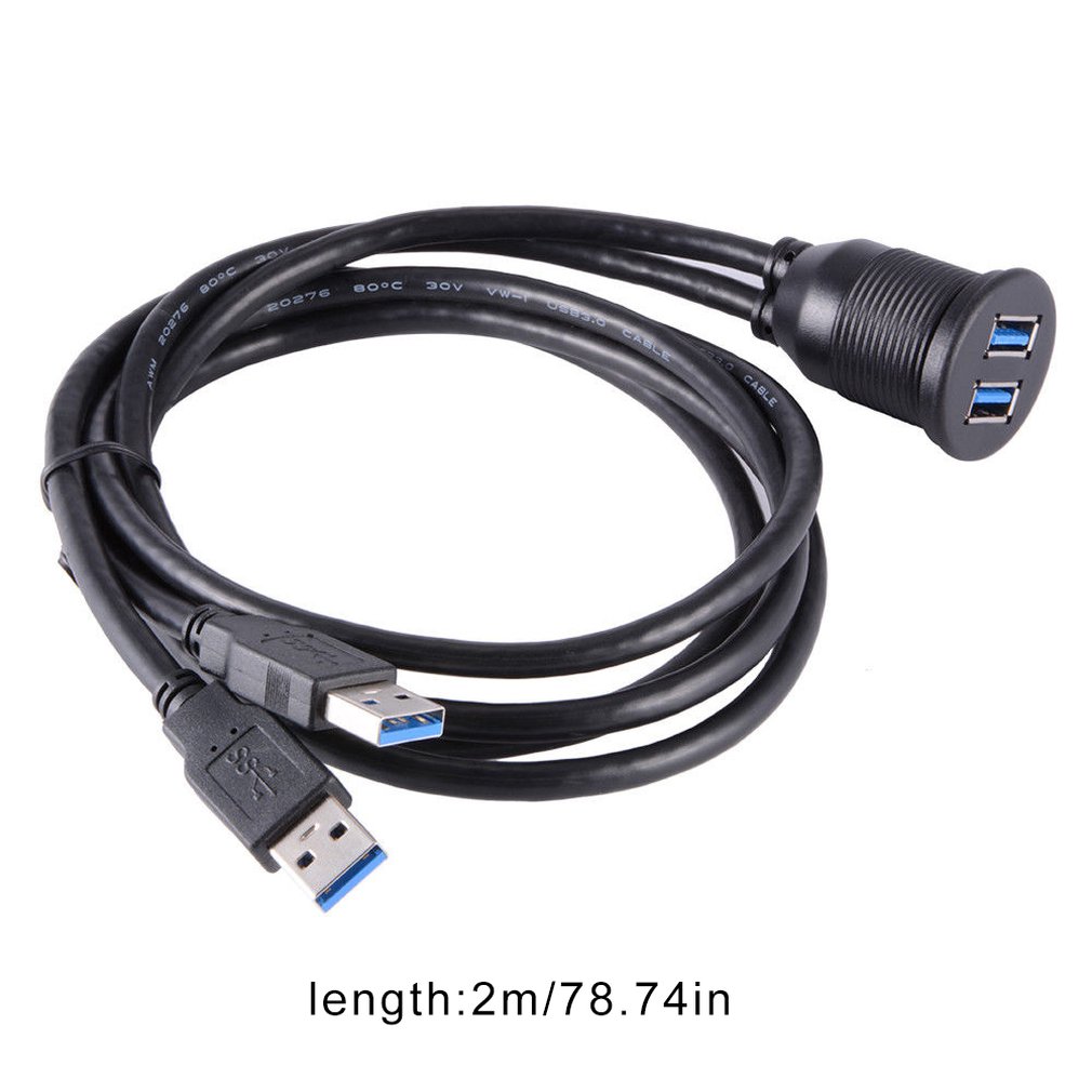 2 USB3.0 Ports MALE TO 2 FEMALE Extension cable Car Dash Panel Flush Mount Dual Usb 3.0 Male To Female Extension Cable Ma953